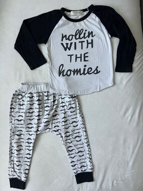 Roller Raglan “Rollin With The Homies” Matching Set - Black & White